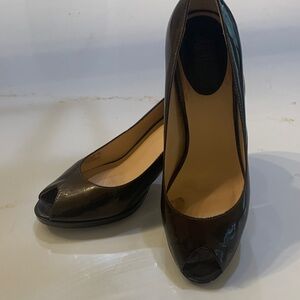 Nike Cole Haan Brown patent leather Peep-Toe Pumps 9